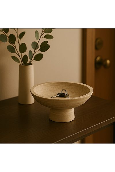 Strauss Home Travertine / Marble Series Natural Travertine Stone Decorative Bowl – 40 cm