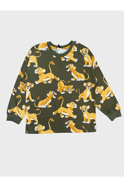 ALİŞ KİDS Boy's 100% Cotton Green Lion Print Long Sleeve Pajamas Set