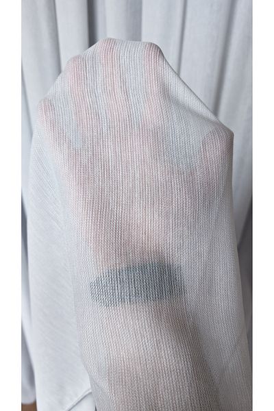 Yuka White Organic Bamboo Tulle Curtain 1/3 Tight Pleated Non-Wrinkle Ironing Pleated Skirt Lead