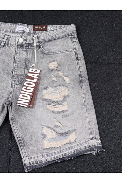 INDIGOLAB Erkek Antrasıt Baggy Denim Şort
