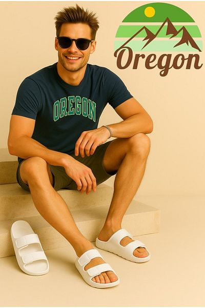 Oregon Shoes Feelup Comfort Sole Eva Bărbați Plajă Piscina Mare Zilnic Papuci Velcro Ecru