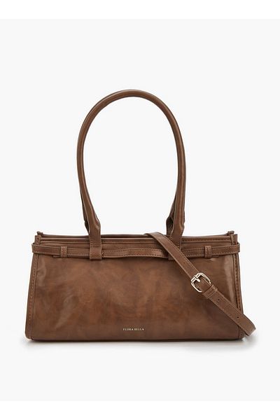 Flora Bella by Shoexpress Solid Double Handle Shoulder Bag with Detachable Strap