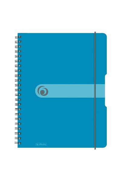 Herlitz EOTG Spiral Notebook A4, Color Transparent Blue, Material PP, 80 Sheets, Grid Format, Elastic Band