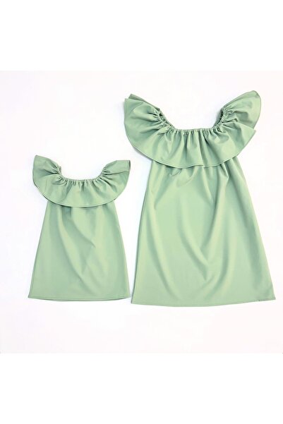 Dimmel Costume Yeşil Anne Kız Elbise