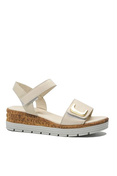 Anna Sandale platformă Viotti bej din piele naturală, cu catarame decorative