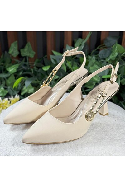 MEY Modern Suede Gold Accessory Heel Shoes M1131