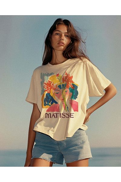 aynewmoda Тениска с пролетен цветен принт на Анри Матис, стилна унисекс тениска за любителите на ботаническото изкуство