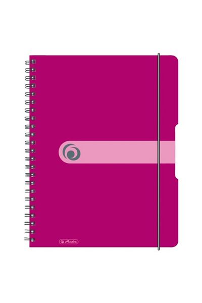 Herlitz EOTG Spiral Notebook A4, Color Fuchsia, Material PP, 80 Sheets, Grid Format, Elastic Band