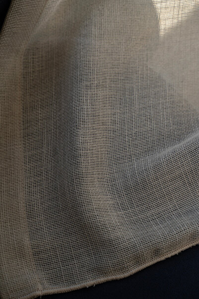 Elen's Ekru Natural Salon Tulle Curtain Effect Linen-Looking White Ironing No...
