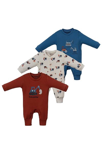 NECİXS BEBEE Tools Without Booties Triple Jumpsuit Set Tile