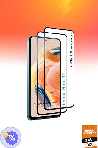 PSGT 2 Adet Xiaomi Redmi Note 11 Tam Kaplayan Anti Statik Temperli Kırılmaz C...