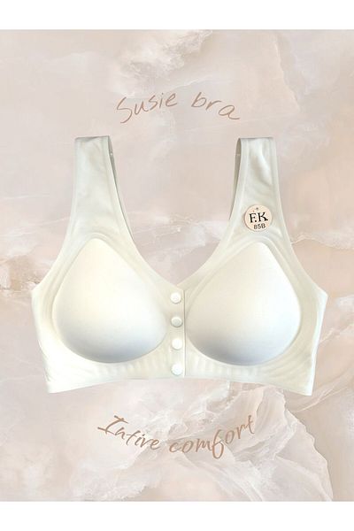 İntive Lingerie Σουτιέν Susie χωρίς ραφή λέιζερ χωρίς καλάμια κορυφαίας ποιότητας με 4 κουμπιά στο μπροστινό μέρος (θηλάζουσες μητέρες)