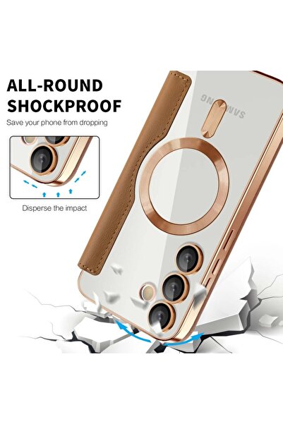 SKYDDAR INNOVATION Θήκη για Samsung Galaxy S23 FE, SmartMag Book, Magsafe, RFiD, Θήκη καρτών, σετ αυτοκόλλητων, καφέ