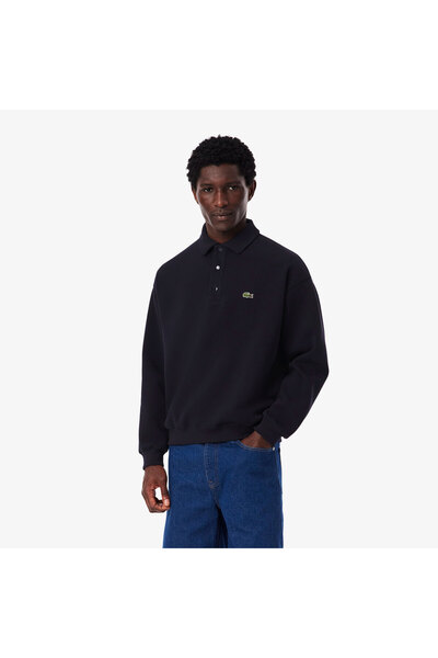 Lacoste Erkek Loose Fit Polo Yaka Lacivert Sweatshirt