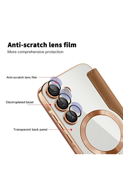 SKYDDAR INNOVATION Θήκη για Samsung Galaxy A35 5G, SmartMag Book, Magsafe, RFiD, Θήκη καρτών, σετ αυτοκόλλητων, καφέ