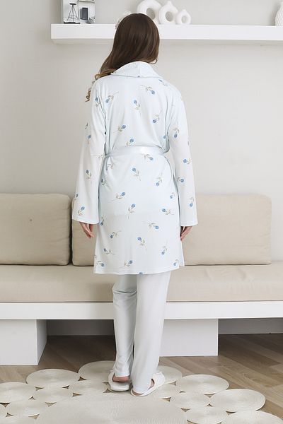 ERDENİZ TEKSTİL Îmbrăcăminte de maternitate pentru gravidă cu pijamale și rochie de dormit / Set de pijamale cu 6 nasturi, potrivit pentru alăptare și îmbrăcăminte pentru gravidă