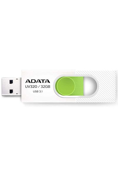 Adata Uv320 Usb Stick, 32g, Usb 3.1, Sliding Design, White/green