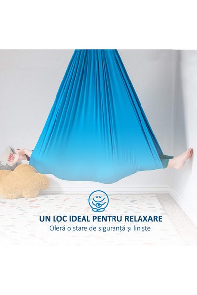 OBRALIX Hamac elastic, leagăn, terapie senzorială, kit complet, maxim 99 kg, albastru deschis