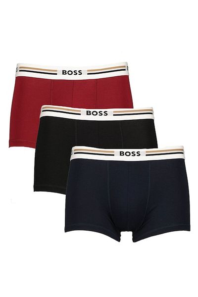 BOSS , Set de boxeri cu logo - 3 perechi, Visiniu, Negru, Albastru ultramarin, L