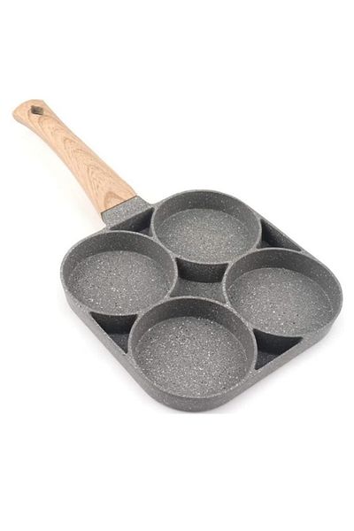 MRG M1123 Frying Pan, 4 Round Compartments, Non-Stick, 34 cm, Easy to Clean, For Small