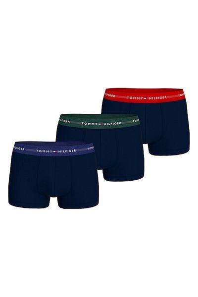 Tommy Hilfiger , Set de boxeri cu banda logo in talie - 3 perechi, Albastru inchis, M