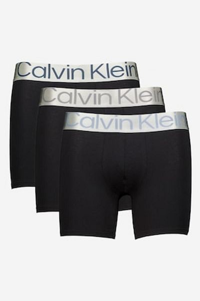 Calvin Klein , Boxeri din amestec de bumbac cu bandă cu logo în talie - 3 perechi, Negru, Gri deschis, M
