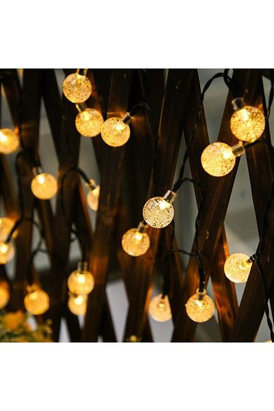 SERSIMO Ghirlanda luminoasa, LED, model Bubble, 50 becuri, 935cm, incarcare solara, lumina alb cald