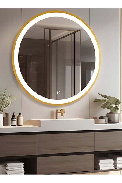 Taimi Extra Large Elegant 100cm Mirror with Gold Aluminum Frame and Front LED Touch Light for Makeup
