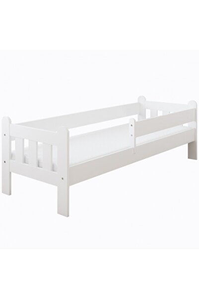 Nichiduta Patut din lemn MDF Stas Alb 140x70 cu laterala de protectie 90 cm inclusa,margini rotunjit