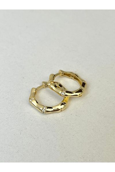 Twinssis Accessories أقراط من العظم الذهبي المرصع بالأحجار
