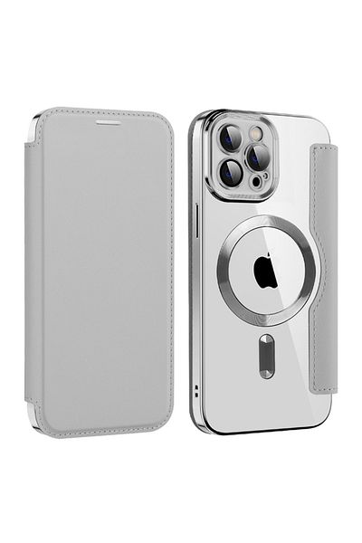 SKYDDAR INNOVATION Case for iPhone 11, SmartMag Book, Magsafe, RFiD, Card Holder, sticker set, Gray