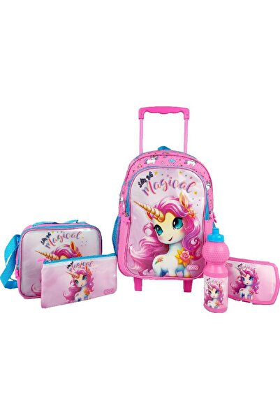 Roco Magical Unicorn 5-in-1 Value Set Trolley Bag with Accessories – 17 Inch School Kit