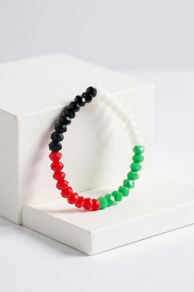 Zaytoon Handmade Bracelet with Palestinian Flag Design and Crystal Stones A300054