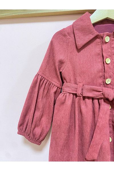 Cherrys Bebek Velvet Girl's Dress with Belt