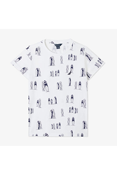 Nautica Erkek Çocuk Beyaz Regular Fit Baskılı T-Shirt
