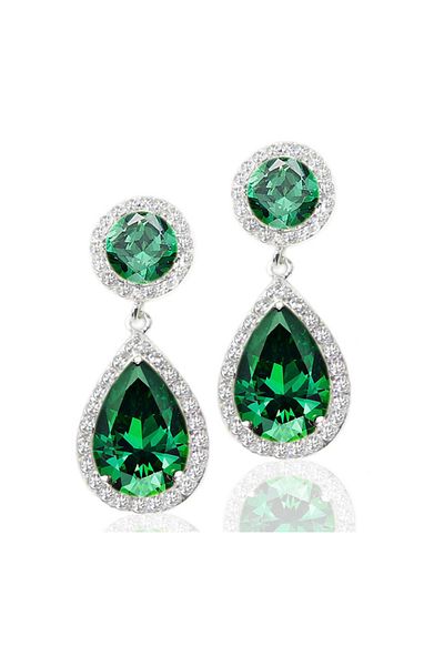 OEM Luxury Emerald earrings with natural zircons