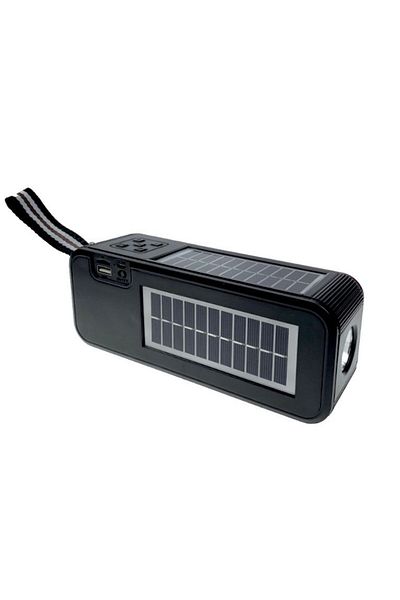 JSJZ Portable radio speaker with flashlight, solar and electric charging, Bluetooth gray