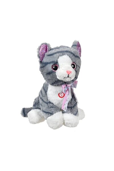 divendi-ro Pisică fuchsia cu sunet și urechi și sclipici, poliester, 22×22×28 cm, gri