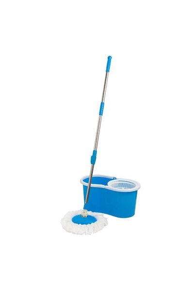 PRACTICA Rotating Mop with Centrifugal Wringer Bucket, Blue, Stainless Steel Rod, No Pedal