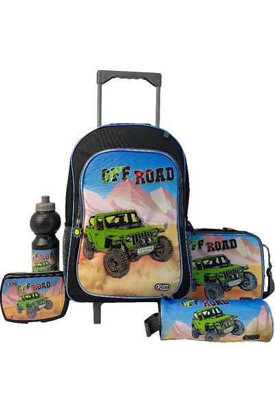Roco Off-Road 5-in-1 Value Set Trolley Bag with Accessories – 17 Inch Heavy-Duty School Combo
