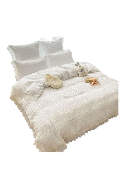 OEM Creponat Double Bed Linen Set, Cotton, 6 Pieces