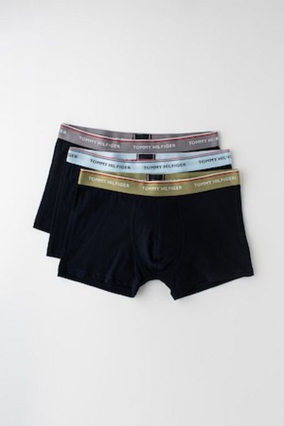 Tommy Hilfiger , Set de boxeri cu banda cu logo in talie - 3 perechi, Gri maur, Verde sparanghel, Ble