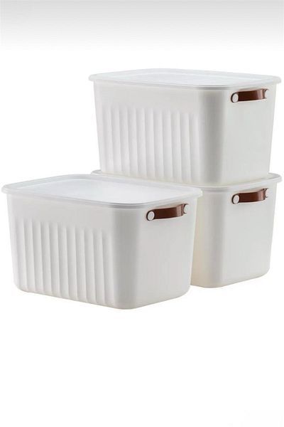 Bayev 3-Piece White 20 Lt Boxsis Set Mega Size Multi-Purpose Box with Lid Cabinet Organizer Organizer-Hobby Box