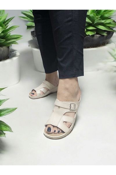 GEZER Papuci de casă pentru femei, cu toc, cu cataramă, cu vârf festonat, compatibil cu elastic