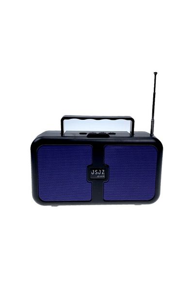 JSJZ Portable radio speaker, solar and electric charging, Bluetooth, USB, Card Reader blue