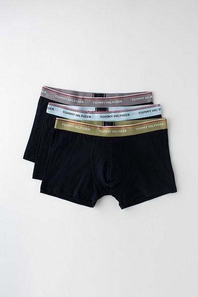 Tommy Hilfiger , Set de boxeri cu banda cu logo in talie - 3 perechi, Gri maur, Verde sparanghel, Ble