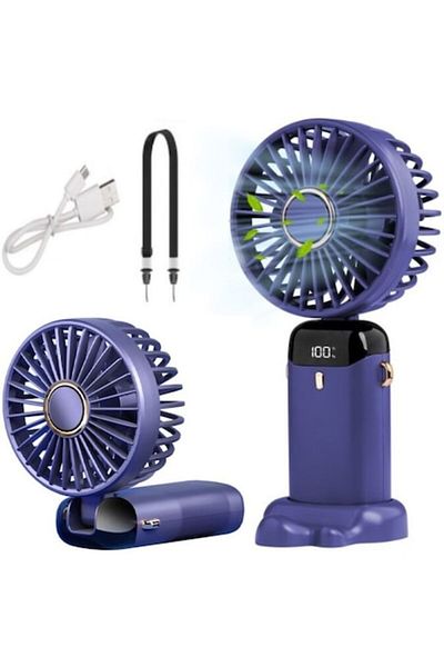 Air Ventilator portabil cu aromaterapie, 5 în 1, pliabil la 90°, 5 niveluri de viteză, ecran LCD, suport pentru telefon,