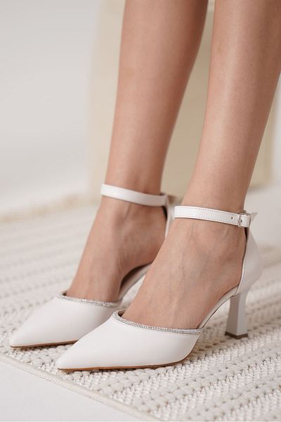MarjinalTrendim Darla Stone Women's White Heeled Shoes