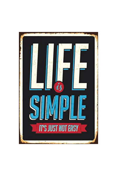 Komut Η ζωή είναι απλή, ξύλινη ρετρό αφίσα με θέμα τη γραπτή τυπογραφία