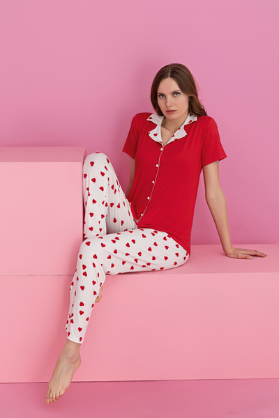 rindahomewear Kadın MİLAN Düğmeli Pijama Takımı